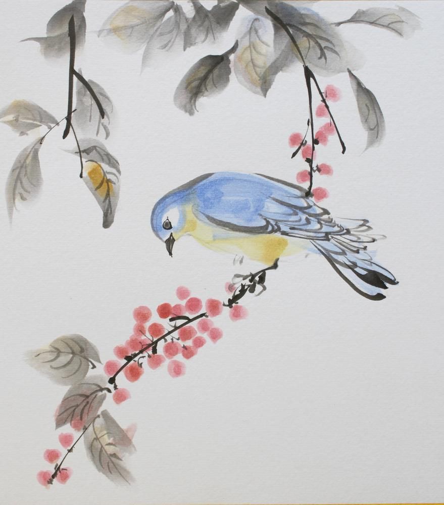 Red Berry Blue BirdIris