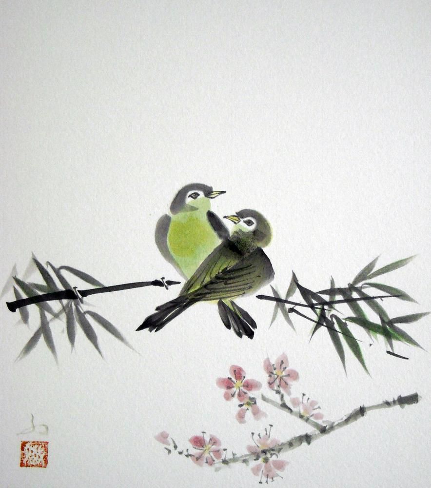 bamboo and plum and birds2012